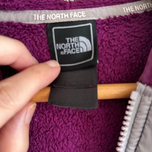 North face girls purple/gray fleece zip up hooded jacket size XL - Picture 5 of 6